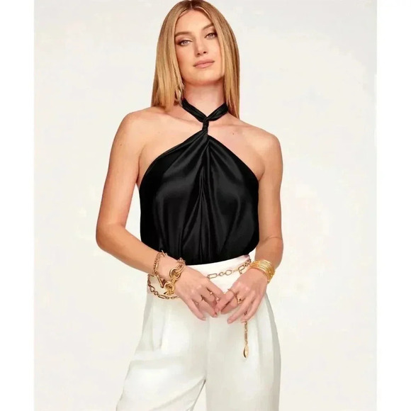 Ramy Brook Women's Black Halter Cowl Neck Multi Wear Tank Top Size M - Picture 2 of 13